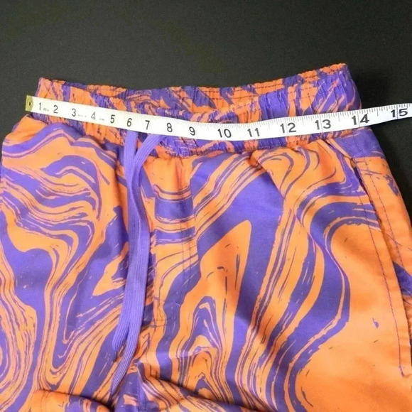 Vintage MTV Mens Music Television Logo Board Shorts Swim Trunks Orange Purple La - Picture 4 of 10